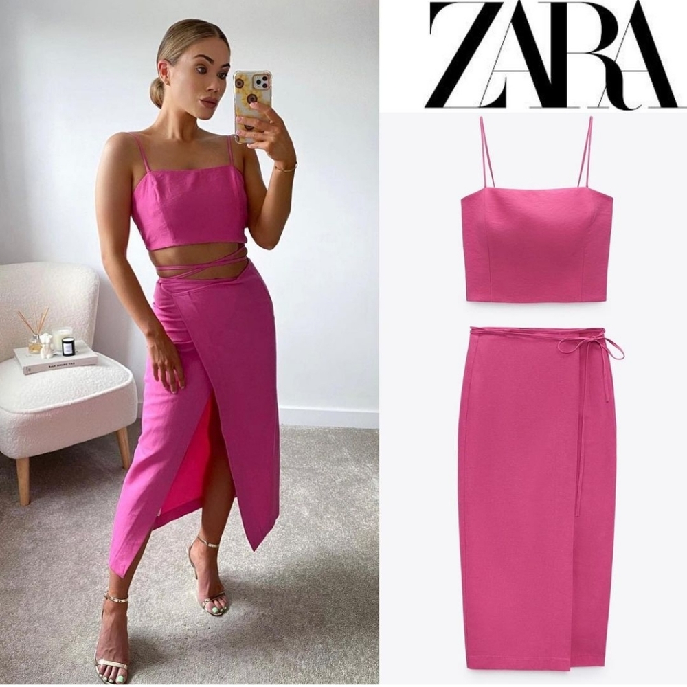 Zara Linen blend Pareo skirt + top